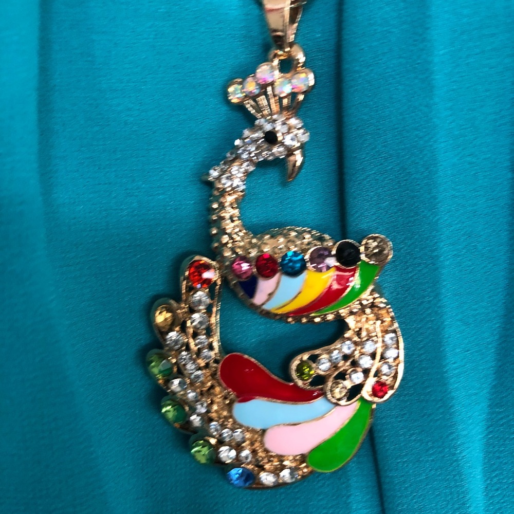 Betsey Johnson multicolor peacock necklace